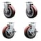Service Caster Tool Box Caster Wheel Set 6'' Maroon Polyurethane Swivel Casters, 4PK TOOL-SCC-20S620-PPUR-2-TLB-2 - alternate 1